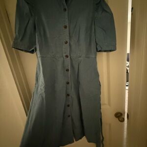 Casual Blue Button-Front Women’s Dress